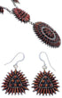 Silver Jewelry Red Oyster Shell Needlepoint Link Necklace Set PX37832